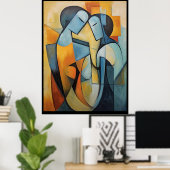 Man en vrouw abstract muurkunst poster (Thuiskantoor)