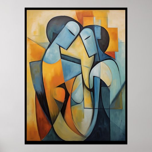 Man en vrouw abstract muurkunst poster (Voorkant)