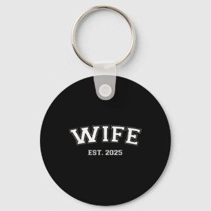 Man en vrouw Est 2025 net getrouwd met huwelijksre Sleutelhanger