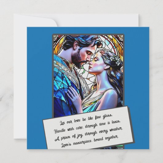 Man en vrouw in glas in lood save the date (Voorkant)