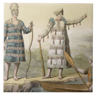 Man en vrouw van Alaskan (kleurengravure) Tegeltje