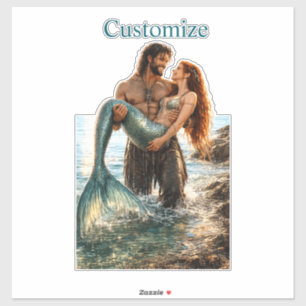 Man en zeemeermin Thunder_Cove Sticker