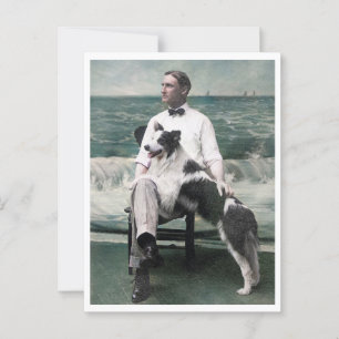 Man en zijn Collie Dog Cape May NJ Portrait jaren Briefkaart