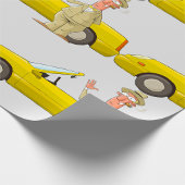 Man en zijn gele auto cadeaupapier