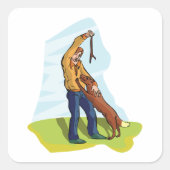 Man en zijn hond-pleisteraar vierkante sticker (Voorkant)