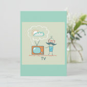 Man en zijn televisie kaart (Staand voorkant)