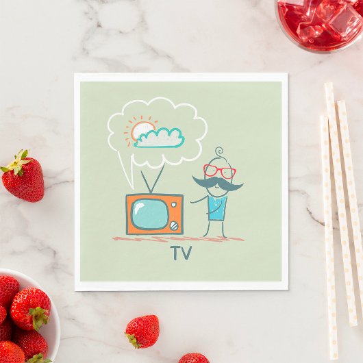 Man en zijn televisie servet