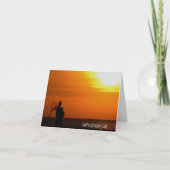 Man en zoon silhouet bij zonsondergang verjaardag kaart (Voorkant)