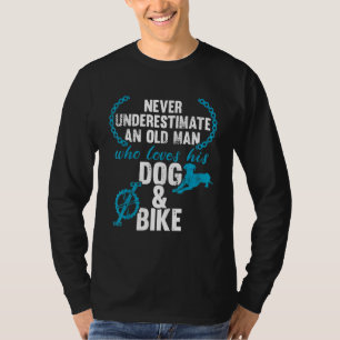 Man Fiets Hond Met Fiets Mtb Wielrenner T-shirt