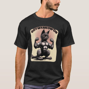 Man Fitness Kat Workout Spier Zes Pakkingen Powerl T-shirt