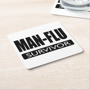 MAN-FLU OVERLEVING. VIERKANTE KARTONNEN ONDERZETTER