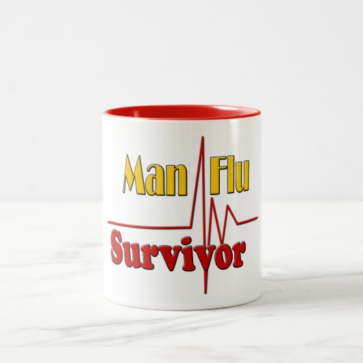 Man Flu Survivor Theme Tweekleurige Koffiemok (Center)