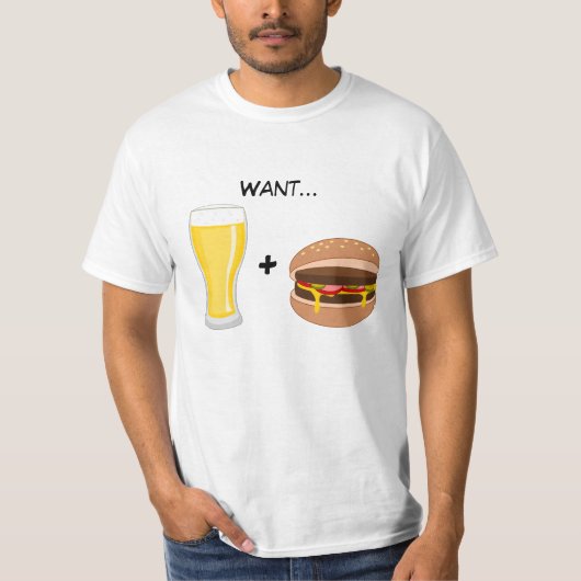 Man Food: Ik hou van Bier en Burgers Funny T-shirt (Voorkant)