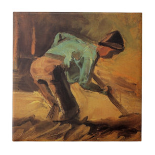 Man gebogen met stok, spade door Vincent van Gogh Tegeltje