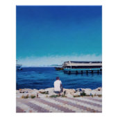 Man geniet van een sereen Uitzicht met bootjes Perfect Poster (Voorkant)