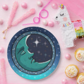 Man gezicht in maan papieren bordje (Feest)