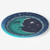 Man gezicht in maan papieren bordje (Gekanteld)