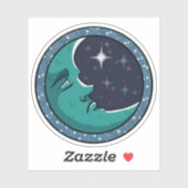 Man gezicht in maan sticker (Vel)