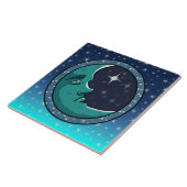 Man gezicht in maan tegeltje (Zijkant)