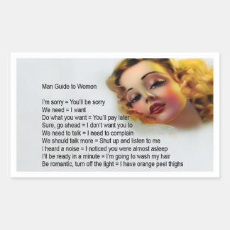 Man gids voor vrouw rechthoekige sticker