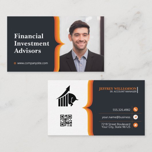 Man glimlachen | Bedrijf | QR-code Visitekaartje (Voorkant / Achterkant)