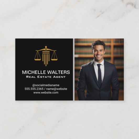 Man Glimlachen in Business Suit | advocaat Visitekaartje (Voorkant)