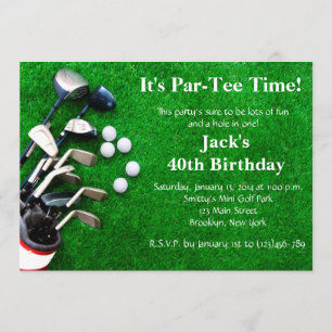 Man Golf Birthday Uitnodiging