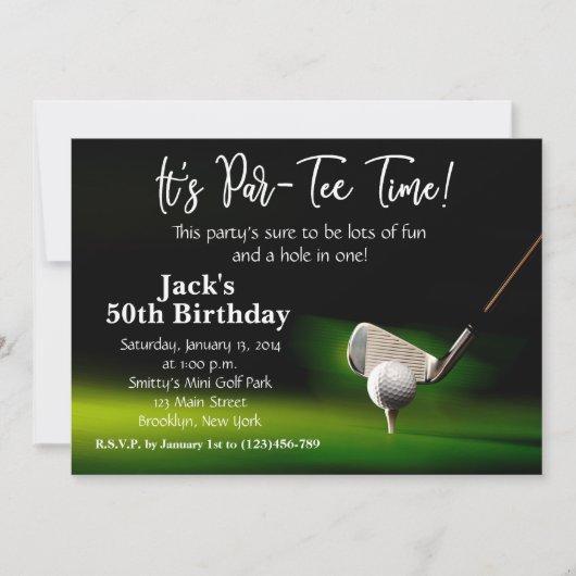 Man Golf Birthday Uitnodiging (Voorkant)