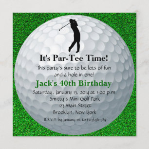 Man Golf Birthday Uitnodiging