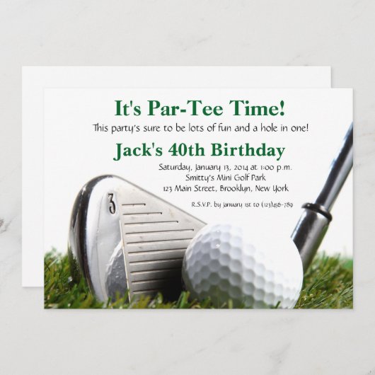 Man Golf Invitation Anniversaire (Devant / Derrière)