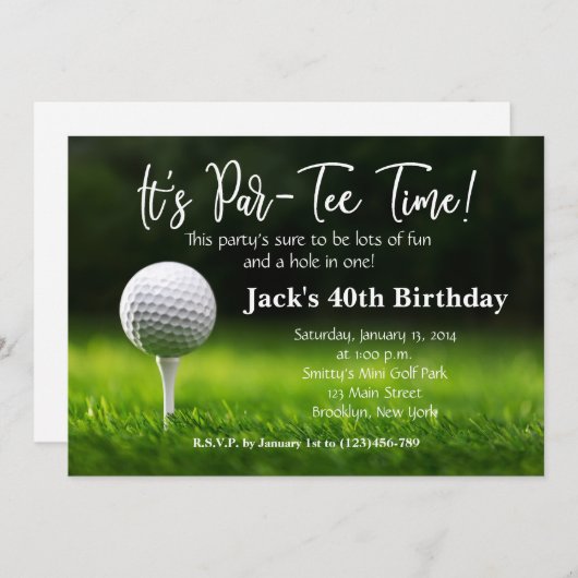 Man Golf Invitation Anniversaire (Devant / Derrière)