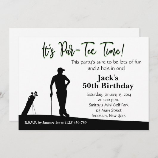 Man Golf Invitation Anniversaire (Devant / Derrière)