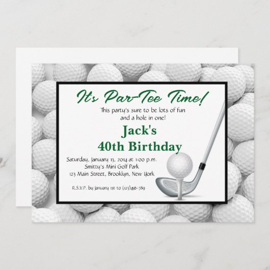 Man Golf Invitation Anniversaire (Devant / Derrière)