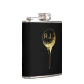 Man Golf Monogram Black en Gold Flask Heupfles (Rechts)