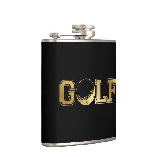 Man Golf Monogram Black en Gold Flask Heupfles (Rechts)
