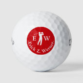 Man Golfer | Rode Monogram Golfballen (Voorkant)