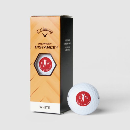 Man Golfer | Rode Monogram Golfballen (Verpakking)