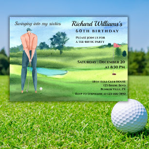 Man Golfer Spelend In Mijn 60e Verjaardag Kaart