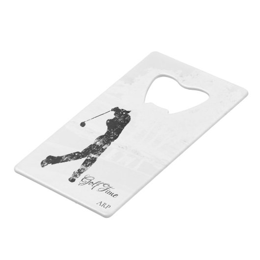 *~* Man Golfing Course Pond Tree Golfer Kredietkaart Flessenopener (Voorkant Gekanteld)