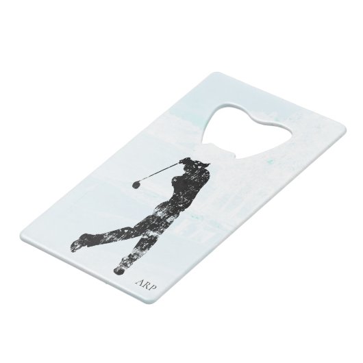 *~* Man Golfing Course Pond Tree Golfer Kredietkaart Flessenopener (Achterkant Gekanteld)