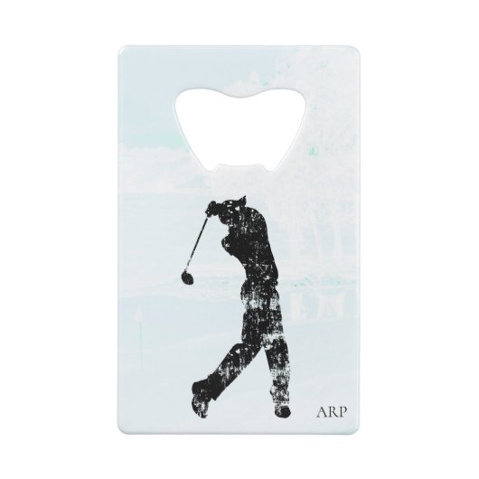 *~* Man Golfing Course Pond Tree Golfer Kredietkaart Flessenopener (Achterkant)
