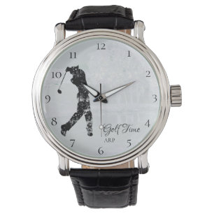 *~* Man Golfing Cursus Tree Pond Golfer Horloge