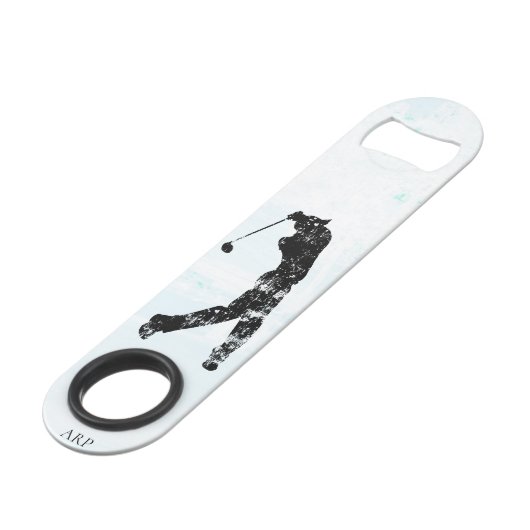 *~* Man Golfing Cursus Tree Pond Golfer Speed Flessenopener (Voorkant Gekanteld)