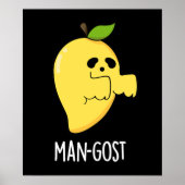 Man-gost Grappig Halloween Mango Spook Pun Dark BG Poster (Voorkant)