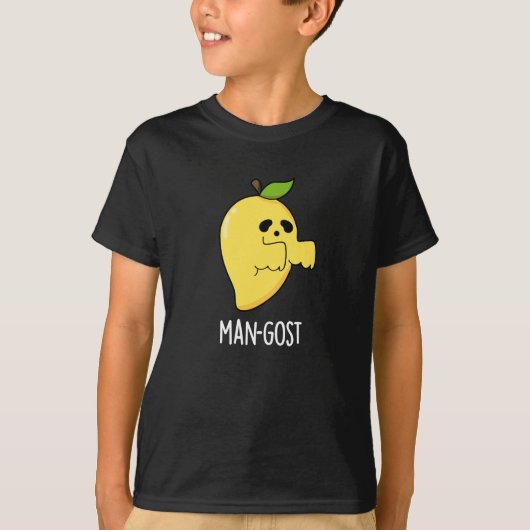 Man-gost Grappig Halloween Mango Spook Pun Dark BG T-shirt (Voorkant)