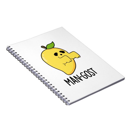 Man-gost Grappig Halloween Mango Spook Pun Notitieboek (Rechterzijde)