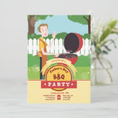 Man grillen in achtertuin kaart (Staand voorkant)