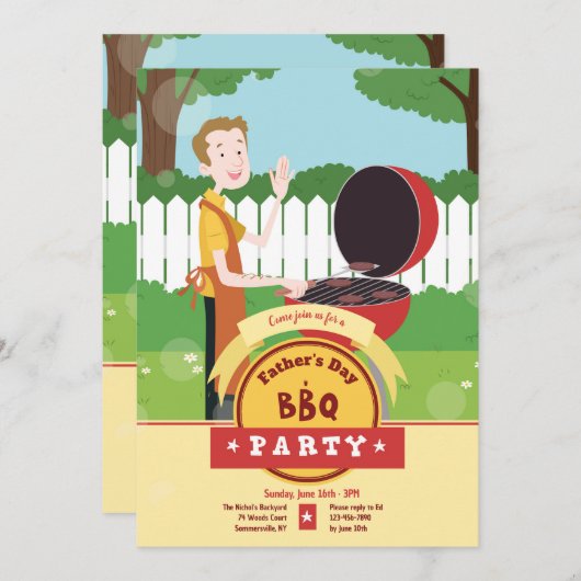 Man grillen in achtertuin kaart (Voorkant / Achterkant)