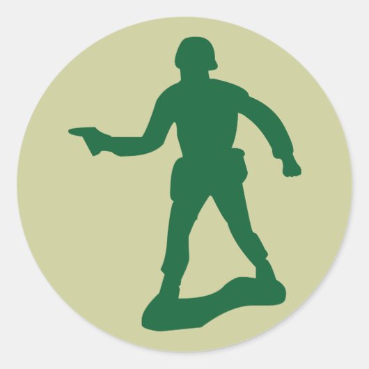 Man Groen Leger Ronde Sticker (Voorkant)