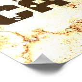 man grot citeert poster gewaagde tekst op steenpat (Hoek)